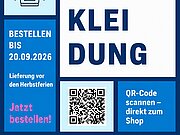 Flyer „Schulkleidung“: bestellen bis 20.09.2026 per QR-Code