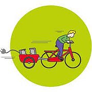 Illustration: Lastenrad transportiert Elektroschrott zum E-Waste Race