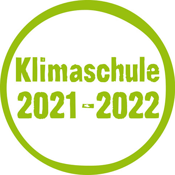 Logo Gütesiegel Klimaschule 2021–2022 in grünem Kreis