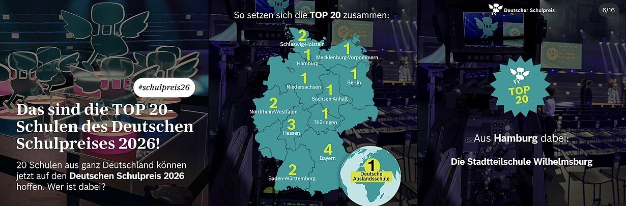 Instagram-Grafik „Das sind die TOP 20-Schulen des Deutschen Schulpreises 2026“